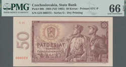 50 Korun 1964, Series G24 - Dry Printing, PMG 66 EPQ, P. 90 b, ...