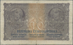 small lot of 11 notes, including 10 Korun 1919 (vg) and 500 Korun 2.5 ...