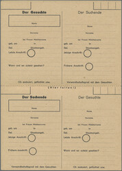 1948, 2 RM Suchdienstkarte mit SBZ Bezirkshandstempel-Aufdruck 20 ...