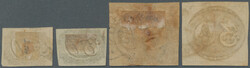 1843/1844, lot of four used stamps: Bull's eyes 30r. and 60r., ...
