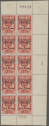 1940/1941, Overprints on Fiscals, lot of five stamps in marginal ...