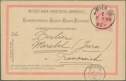 1897/1906, Lot von sechs gebrauchten Doppelkarten incl. zweimal Post ...