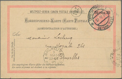 1897/1906, Lot von sechs gebrauchten Doppelkarten incl. zweimal Post ...