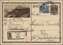 1927/1935, Partie von acht bedarfsgebrauchten Bildganzsachen, dabei ...