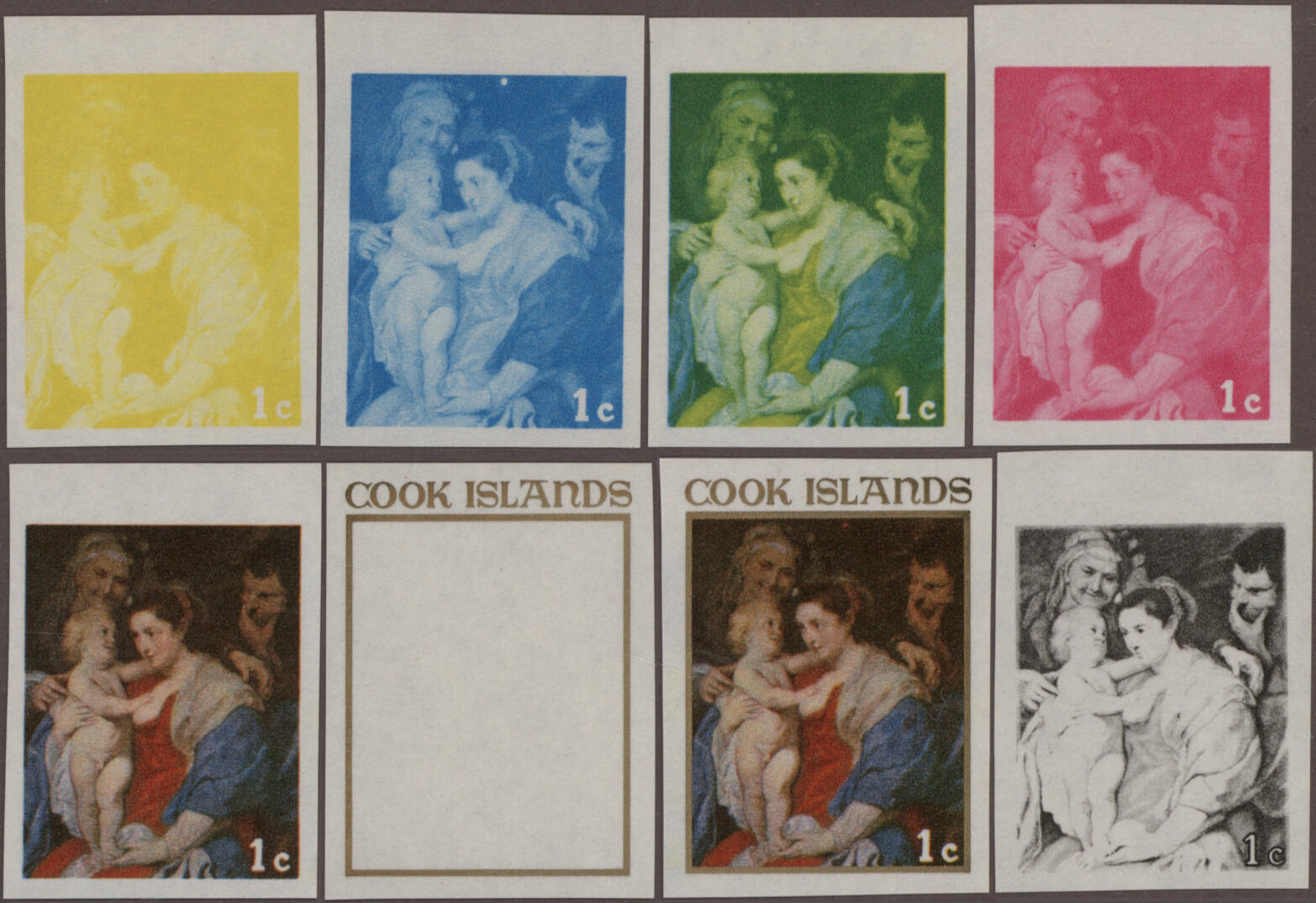 1967/1990, Cook Islands, Paintings, imperf. progressive proofs of ...