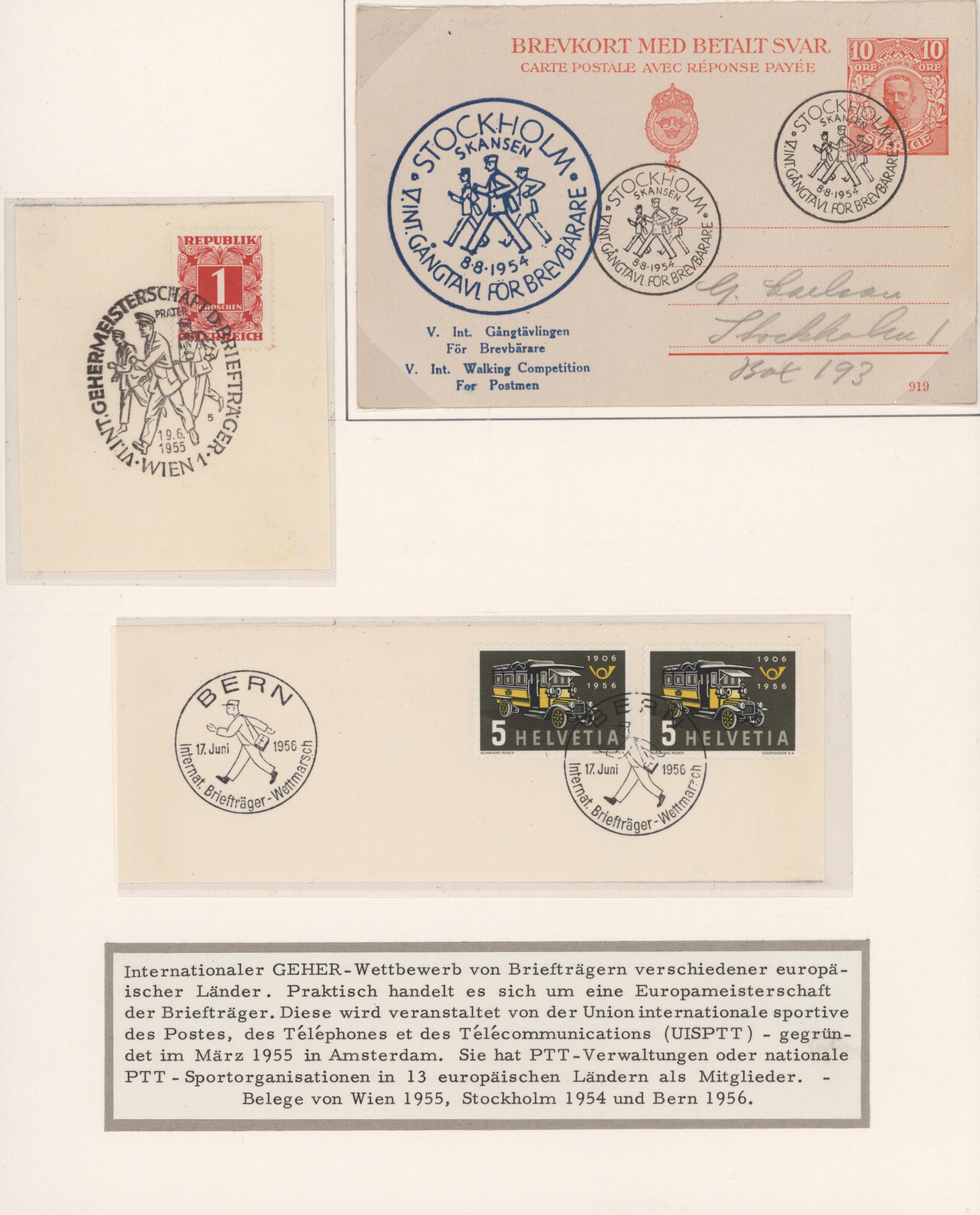 1954/1956, International Walking Competition fro Postmen, Stockholm ...