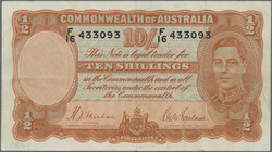 10 Shillings ND (1939), 5 Pounds ND (1954-1959), P. 25 a, 31 a, VF, XF