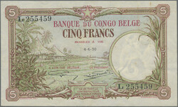 5 Francs 4.4.1930, P. 8 e, small trace of rusty paperclip, otherwise ...