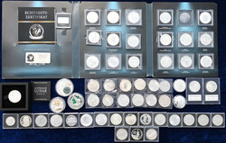Sammlung von 55 Silbermünzen aus aller Welt, Meist 1 Unze Feinsilber ...