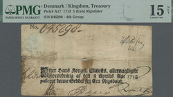 Treasury, 1 Rigsdaler 1713, PMG 15 NET, Tape Repair, Stains, 4th ...