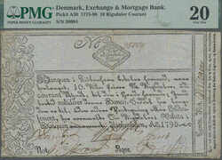 Exchange & Mortgage Bank, 10 Rigsdaler Courant 1795, PMG 20, Splits, ...