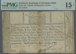 Exchange & Mortgage Bank, 100 Rigsdaler Courant 1798, PMG 15 NET, ...