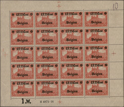 1916, 1 F. 25 Cent auf 1 Mark karminrot, Wertangabe in der Sternlinie ...