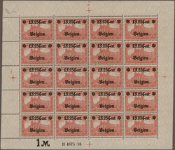 1916, 1 F. 25 Cent auf 1 Mark karminrot, Wertangabe in der Sternlinie ...