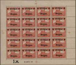 1916, 1 F. 25 Cent auf 1 Mark karminrot, Wertangabe in der Sternlinie ...