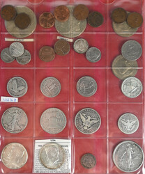 Ein Album mit Kursmünzen in Silber und Kupfer/Kupfer Nickel, dabei ...