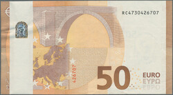 50 Euro 2017, misprint, Reverse no color at the place where on front ...