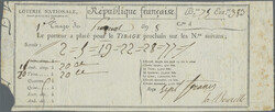 3 different lottery tickets, 300 Francs 1799, Lotterie de Francs 1813 ...