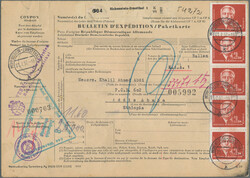 1956/1960, Partie von 21 vollständigen Paketkarten nach Äthiopien, ...