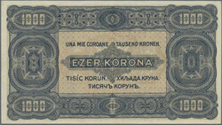 Ministry of Finance, 8 Filler, 80 Filler (1925), overprinted on 1000 ...