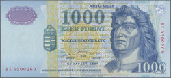 1000 Forint 1998, 2000 Forint 2002 (serial number CB0000010), 5000 ...