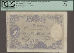 Banca Nazionale nel Regno d'Italia, 50 Lire 21.1.1891, PCGS 25, ...