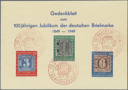 1949, Hundert Jahre Marken, Partie von zehn Belegen mit ...
