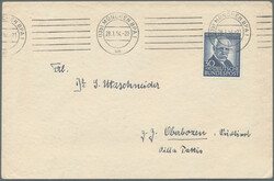 1950/1955, Lot von fünf portogerechten Frankaturen mit MiNr. 121+122 ...