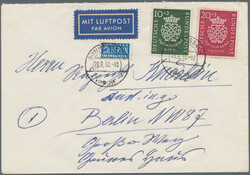 1950/1960, saubere Partie von 27 Belegen mit dekorativen Frankaturen, ...