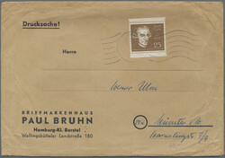 1959, Beethoven-Block und Einzelmarken: 11 Belege und Briefstücke, ...