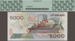 5000 Frang October 1996, SPECIMEN, PMG 67PPQ, added 4 more banknotes, ...