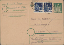 1949/1966, Lot von sechs gebrauchten Ganzsachenkarten je mit ...