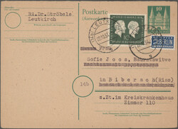 1949/1966, Lot von sechs gebrauchten Ganzsachenkarten je mit ...