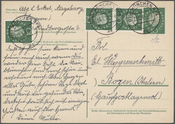 1956/1977, Lot von sechs gebrauchten Ganzsachenkarten je mit ...