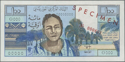 100,200,500 Ouguiya 20.06.1973, SPECIMEN, P. 1-3 s, UNC  ...