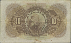 10 Milreis 1.3.1909, P. 34, F/VF, stains  Automatically generated ...