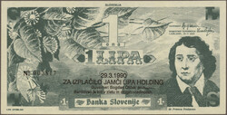 1 Lipa 29.11.1989, added 200 Tolarjev 1990 and several test notes and ...