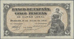 5 Pesetas 18.7.1937, P. 106, UNC