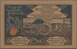 Pößneck, 5 Millionen Mark 11.8.1923, Leder, G. 450, I  ...