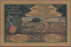 Pößneck, 5 Millionen Mark 11.8.1923, Leder, G. 450, I  ...