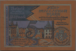 Pößneck, 5 Millionen Mark 11.8.1923, Leder, G. 453, I  ...