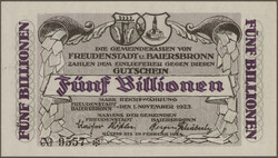 Freudenstadt und Baiersbronn, 5 Billionen Mark, 1.11.1923, 17 Scheine ...