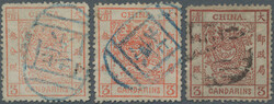 1878/83, large dragon 3 Ca. vermilion (2, one 3mm tear) resp. dark ...