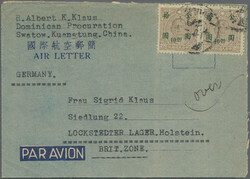 1948, Gold Yuan $10 green/$2 (4, two pairs) tied "SWATOW 38.1.27" ...