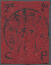 Weihaiwei, 1898, 2 C. black on scarlet, unused mounted mint (Michel ...