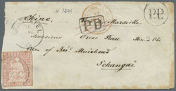1861, Switzerland to Shanghai, incoming cover from Neuchatel, franked ...