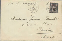 France, 1894, ovpt. "Chine" on type sage, three covers at 25 C. rate ...