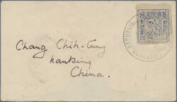 1895, black flag Republic, 100 C. blackish blue tied "Tainan Fornosa ...
