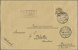 1920, Handstamped issue, 50r. on 50k. yellow, single franking on ...