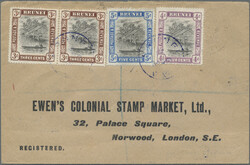 1907 3c. pair, 4c. and 5c. tied by "BRUNEI/13/MAR/1907" cds to ...